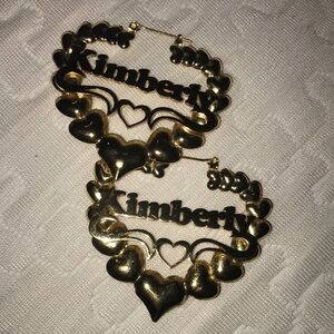 Custom ‘Kimberly’ heart bamboo 14kt gold plated stainless steel earrings